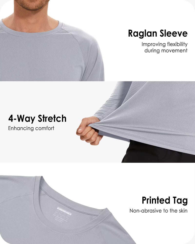 Boladeci Rash Guard for Men Long Sleeve Tee Shirts SPF 50 Sun UV Protection Clothing Lightweight Breathable Quick Dry Running Swimming Athletic (Gray) - Image 5